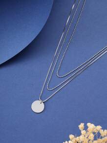 1 pieza Collar simple y versátil de doble capa, diseño de nicho con sensación premium para uso diario - Blanco - Ver 2