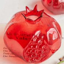1pc High-End Glass Crafted Pomegranate Flower Vase, Desktop Decor, Flower Holder, Hydroponic Planter, Suitable For Home, Restaurant, Foyer, Gift Gifts Birthday Graduation