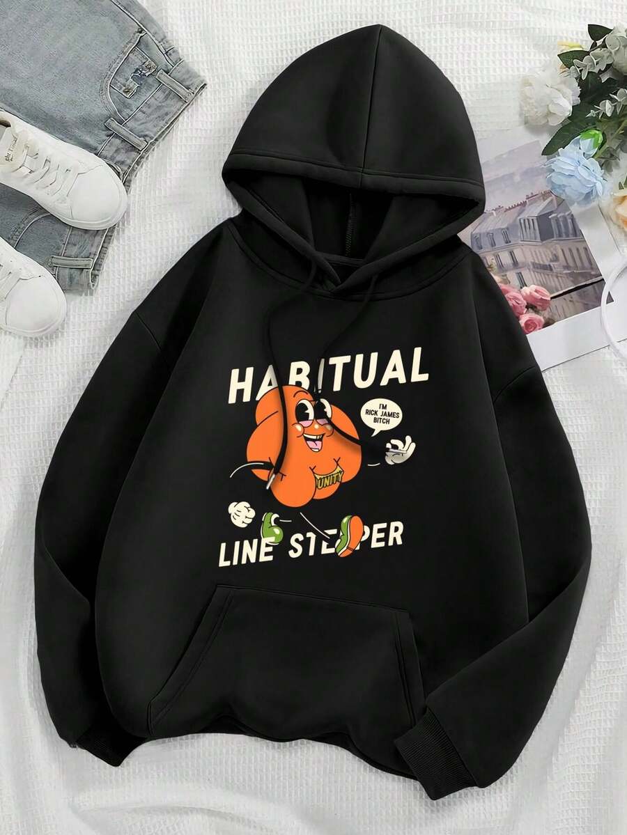 Habitual Line Stepper - Fist With Unity Ring Big Size Women Hoodie (Chappelle's Show Comedy Funny Humor For Ladies) - Black - View 1