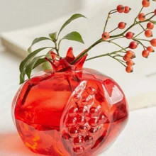 1pc High-End Glass Crafted Pomegranate Flower Vase, Desktop Decor, Flower Holder, Hydroponic Planter, Suitable For Home, Restaurant, Foyer, Gift Gifts Birthday Graduation