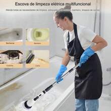 Esfregão Elétrico 9 Em 1 Sem fio Escova De Limpeza Pesada Multiuso 360 Recarregável Giratória - Aleatorio - Visão 6