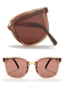 1pc Foldable Round Fashion Glasses For Women, Suitable For Daily Outfit, Photography, Shopping For Summer Beach Vacation,Outdoor,Travel