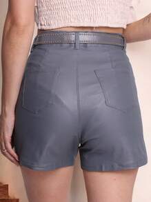 Leather Shorts With Pocket And Belt Attachment/LS267 - Gris - Ver 4