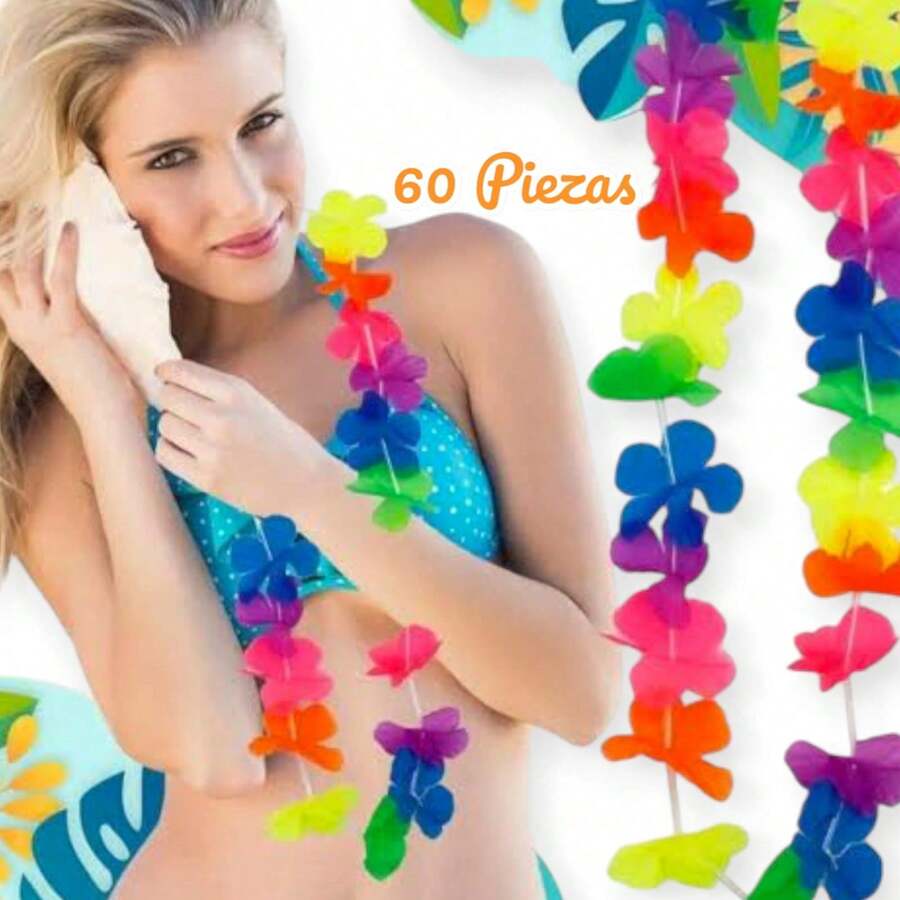 60 Hawaiian Necklaces Dance Party Batucada Costume XV Years Weddings Birthdays Carnivals Concerts
