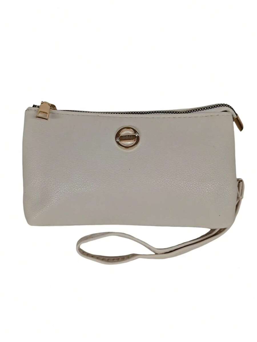 Small Clutch Handbag Women's Wallet With Strap 2 Compartments Elegant Fashion - White - View 1