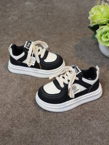 2024年秋季新款幼儿滑板鞋，适合1-3岁（6岁）儿童。熊猫图案女童鞋和白色儿童鞋。 - 黑色 - 查看 5