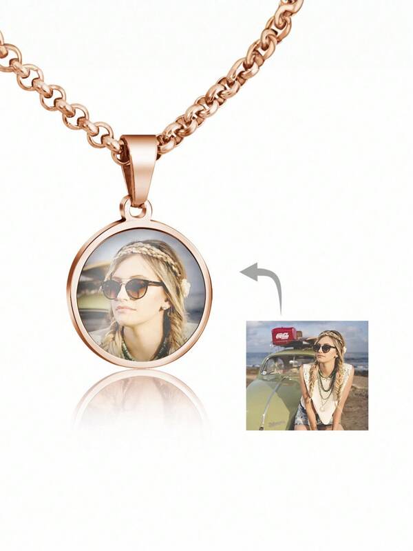 1 colar de foto personalizado, corrente de pingente de joia personalizada, corrente de aço inoxidável, colar de rosto de pedra preciosa, presente ideal para mãe ou qualquer ocasião