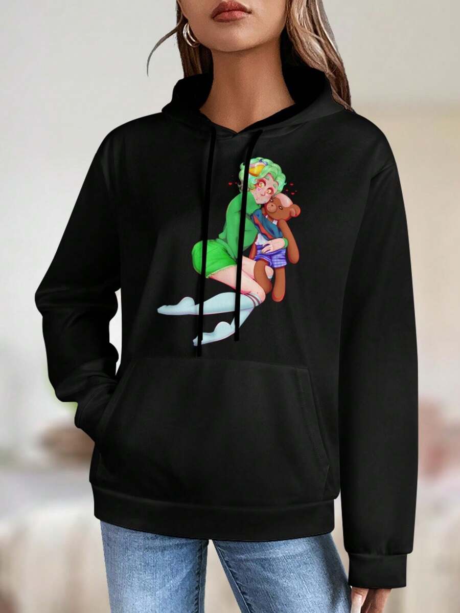 Mark And Theodore Anime Big Size Women Hoodie Women's Hoodies Femboy Green Hair Anime Boys Manga - 黑色 - 查看 1