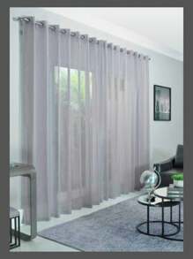 Cortina Voil Amassado Transparente bege sem forro 2,60 x 1,70