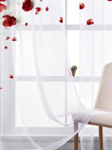 1 pièce Rideau imprimé avec motif de rose rouge sombre et cœur, style nordique moderne. Impression numérique 3D, semi-transparent, délicat, ambiance élégante et romantique pour illuminer votre maison de rêve, convient pour la décoration intérieure quotidienne