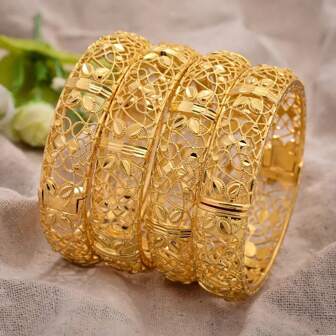 1 件女式奢华开口手链，时尚优雅珠宝，适合浪漫礼物、开斋节庆典、新娘和派对