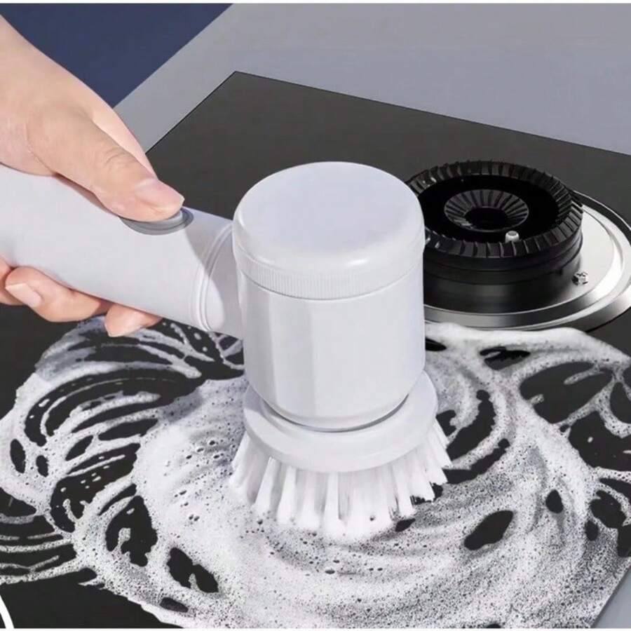 5 In 1 Cordless Electric Cleaning Brush Multipurpose Practical Cleaner For Kitchen Bathroom - 白色 - 查看 1