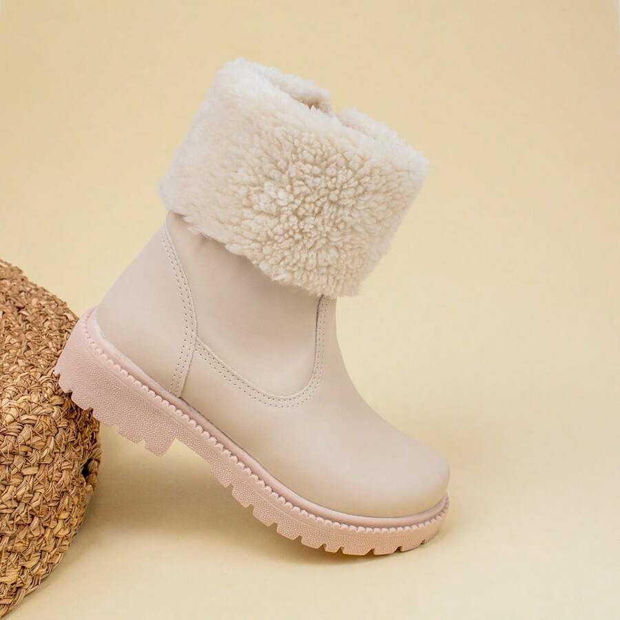 Children's Boots Girls' Ankle Boots Comfortable Tractor-Shaped With Fur Women's Casual - 白色 - 查看 1