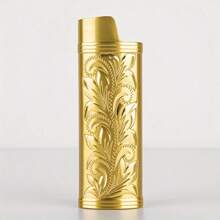 1个复古幸运花金属打火机套，适用于BIC J6全尺寸打火机 - 时尚耐用的打火机套，复古阿拉伯风格金属打火机套，防风简约复古耐用幸运花金属打火机套，经久耐用且时尚，适用于BIC J6 - 圣诞节和万圣节的完美吸烟配件礼物