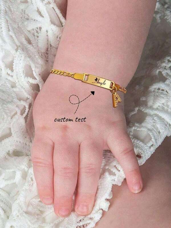 26 Initial A-Z Free Custom Name Personalized Simple Children's Curved Name Bracelet Zirconia Letter Pendant Customized Baby Jewelry It Can Also Be Used As A Gift For A Newborn Mother Funny Secret Santa Gifts Custom Ornaments Back To School Winter Gift Ideas Boy Girl Valentine's Day