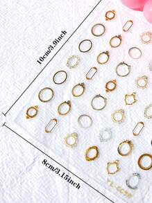 5D 复古浮雕指甲贴纸，抽象油画风格指甲装饰 - 彩色 - 查看 2