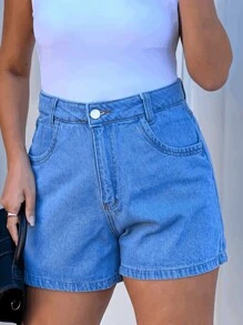 KISS ME LADY 910 Women's Shorts With Pockets Without Rips Plain Women's Denim Shorts With Pockets Plain Without Rips Natural Youth Denim Shorts 910-1 - 910# - View 7