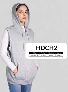 Women's Sleeveless Hooded Sweatshirt With Pockets - 灰色 - 查看 5