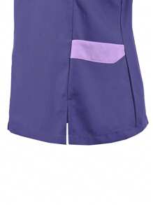 U4U Uniforms Women's Filipina V-Neck Crossover With Elastic Back - Purple and Lilac - View 4