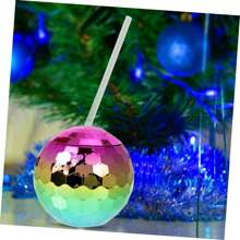 Disco Ball Plastic Cups With Straws, Glitter Girls Disco Ball Cups, Disco Beverage Cups, Reusable Disco Cups With Straws For Home Party Accessories
