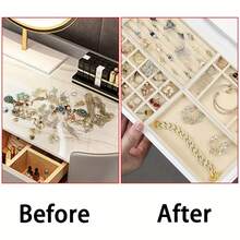 1pc Chest Of Drawers Jewelry Box Packing Storage Box Household Earrings Studs Necklace Hair Accessories Flannel Cloth Jewelry Tray
