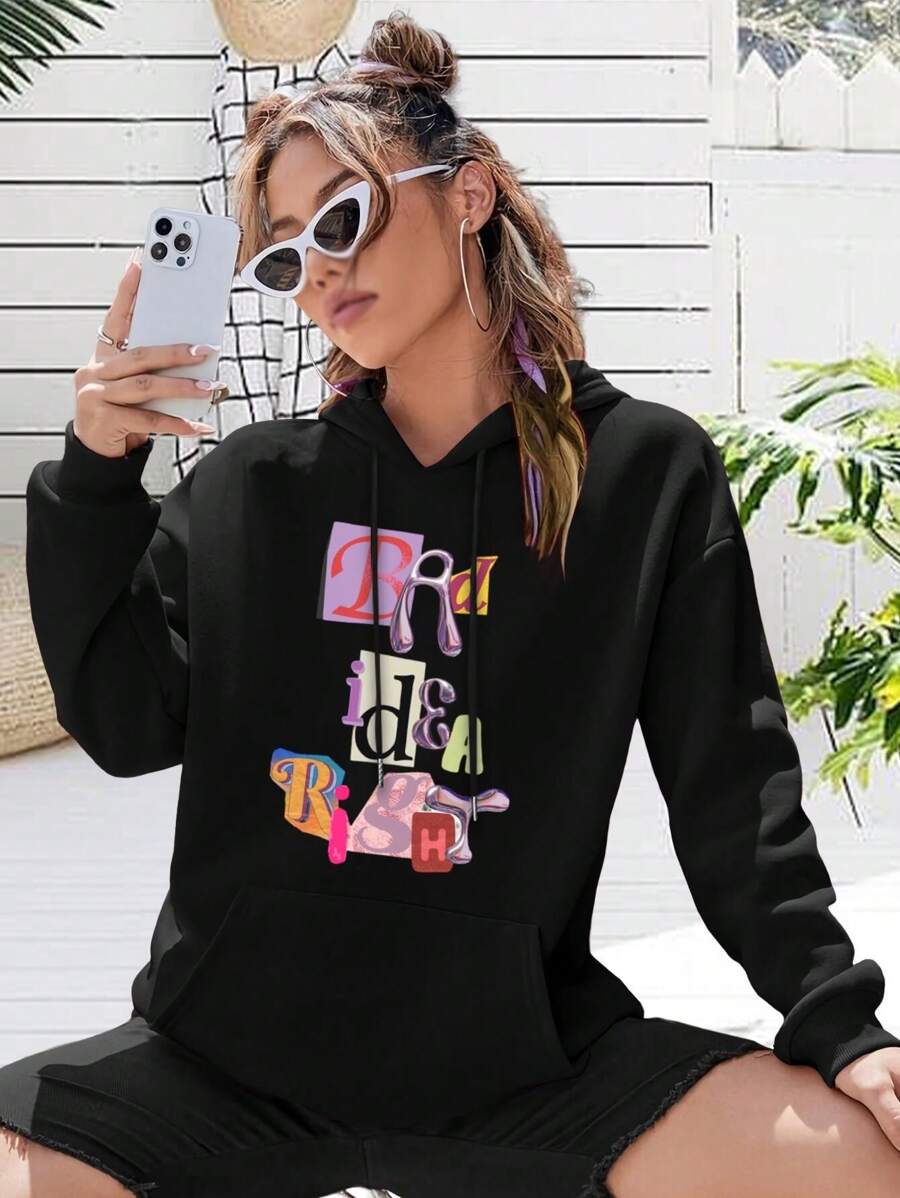 Bad Idea Right? Olivia Rodrigo Inspired Hoodie Big Size Women Hoodie Guts Tour Obsession - 黑色 - 查看 1