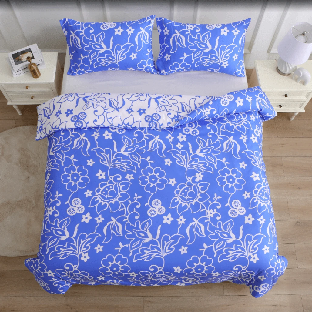 2pcs Set (1 Duvet Cover + 1 Pillowcase) 135*200cm 2pcs Set (1 Duvet Cover + 1 Pillowcase) 160*220cm 3pcs Set (1 Duvet Cover + 2 Pillowcases) 200*200cm 3pcs Set (1 Duvet Cover + 2 Pillowcases) 220*240cm 3pcs Set (1 Duvet Cover + 2 Pillowcases) 265*230cm Blue & White Floral Ditsy Print Bedding Sets - Modern 3D Digital Print Duvet Cover & Pillow Shams - Classic Elegant High-End Luxury Bedding - Suitable For All Seasons - Bedroom Home Decor