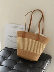 1顶草帽+1个草包，度假休闲套装 - 米色 - 查看 3