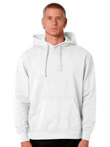 Men's Plain Kangaroo Hooded Sweatshirt Without Plain Print - Blanco - Ver 2