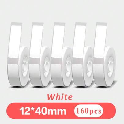 5 tờ giấy nhãn khoảng cách màu trắng 12mmx40mm phù hợp với máy in P12 P15 Phomemo D30 Q30 nhãn dán máy in nhiệt tự dính chống thấm nước