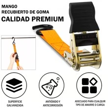 Vmingo 2pzs Sujetador Matraca Cinto 3m Auto Moto Carga Amarre 400kg	Tensor Acero cuerda de remolque cinturon de trinquete - Naranja - Ver 3
