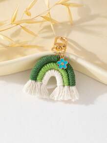 1 chiếc túi hoa cầu vồng mini dễ thương/phụ kiện quà tặng phù dâu móc len - màu xanh lá - Xem 2