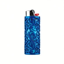 1pc Vintage Hollow-Out Floral Pattern Metal Bic J6 Full Size Lighter Shell, Fashionable Lighter Case - Multicolor - View 2