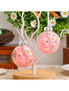 2025 复活节兔子亚克力装饰 - 春季餐桌中心装饰、防碎吊球、复活节树装饰、复活节篮子填充物和家庭橱窗展示的透明礼物