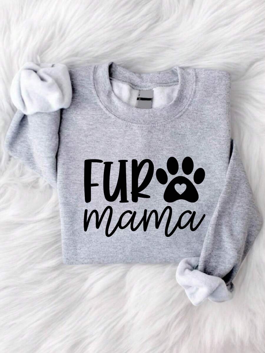 Dog Mama Sweatshirt, Dog Mom Gift, Dog Mom Sweatshirt, Dog Mom Sweatshirt, Dog Lover Gift, Fur Mama Sweatshirts, Pet Lover Sweatshirts, Dog Lover Sweatshirts TX-1251 - 灰色 - 查看 1