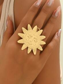 1 件优雅几何太阳形女士戒指