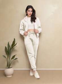 Sweatshirt Set With Pocket - Off - View 1