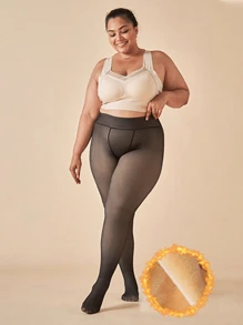 1 Cặp quần bó da giả trong suốt lót nhiệt dày dặn cho nữ, có sẵn các kích cỡ thông thường, trung bình và ngoại cỡ, quần bó bó ấm áp có thể mặc làm áo khoác ngoài, mùa thu/đông - màu đen - Xem 7