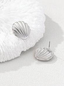 1 Cặp bông tai đinh tán hình vỏ sò thanh lịch tinh tế thời trang - bông tai vỏ - Xem 2