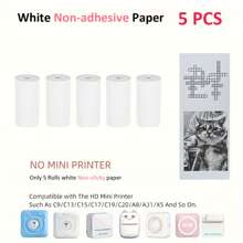 Camera Instant Print Refill For Instant Camera Thermal Printing White Non-Adhesive Photo Print Rolls For Study Notes Pictures DIY