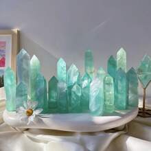 1pc Random Transparent Ocean Blue Crystal Tower Column, Bohemian Style High-Quality Crystal Home Desktop Decor, Holiday Gift (Christmas - Mint Green - View 5