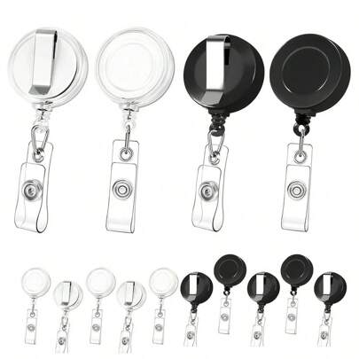2pcs Metal Retractable Lanyard And Keychain Clip, Badge Reel, ID Card/Business Card Badge Holder Reel With Belt Clip For Work ID Cards, Credit Cards, Access Cards, Etc, Loss Proof Round Design, School, Home & Office Supplies,School Supplies,Back To School