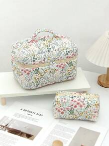 1 Pieza/Set de Neceser de Maquillaje Acolchado con Diseño de Conejo Beige Lindo, Patrón de Lazo de Dibujos Animados y Cerezas. Bolso de Maquillaje de Viaje, Multifuncional, de Mano, Portátil para Artículos de Tocador. Diseño de Cremallera de Gran Apertura, Adecuado para Cosméticos, Lápiz Labial, Joyas, Pañuelos, Toallas Sanitarias, Apto como Regalo para Mujeres, Viajeras, Dormitorios y Útiles Escolares para Niñas. Esenciales de Viaje, Neceser de Maquillaje, Esenciales de Vacaciones, Bolsa de Maquillaje, Organizador de Maquillaje, Organizador de Maquillaje de Invierno, Almacenamiento de Maquillaje, Útiles Escolares