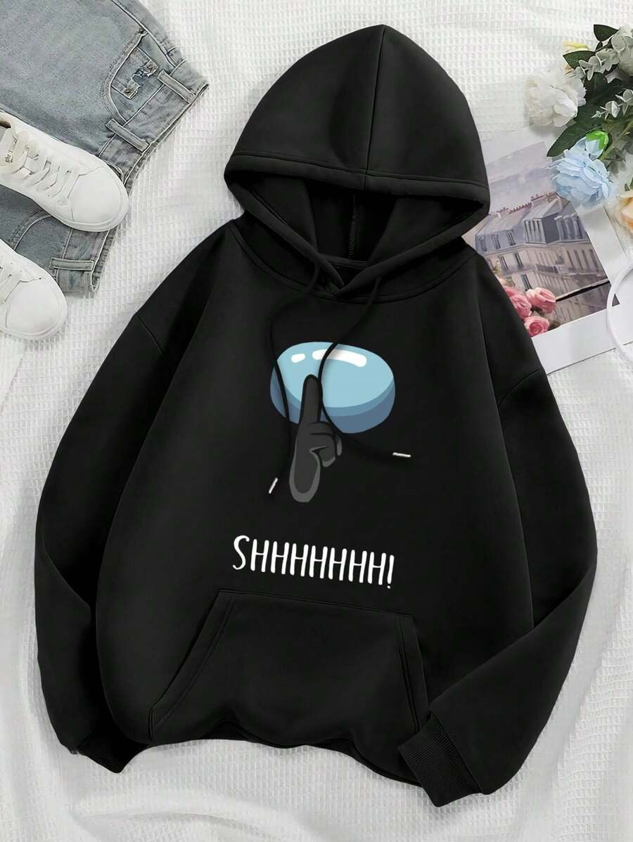 Among Us Corpse Husband Big Size Women Hoodie Hoodies For Women Crewmate Game Design - Black - View 1