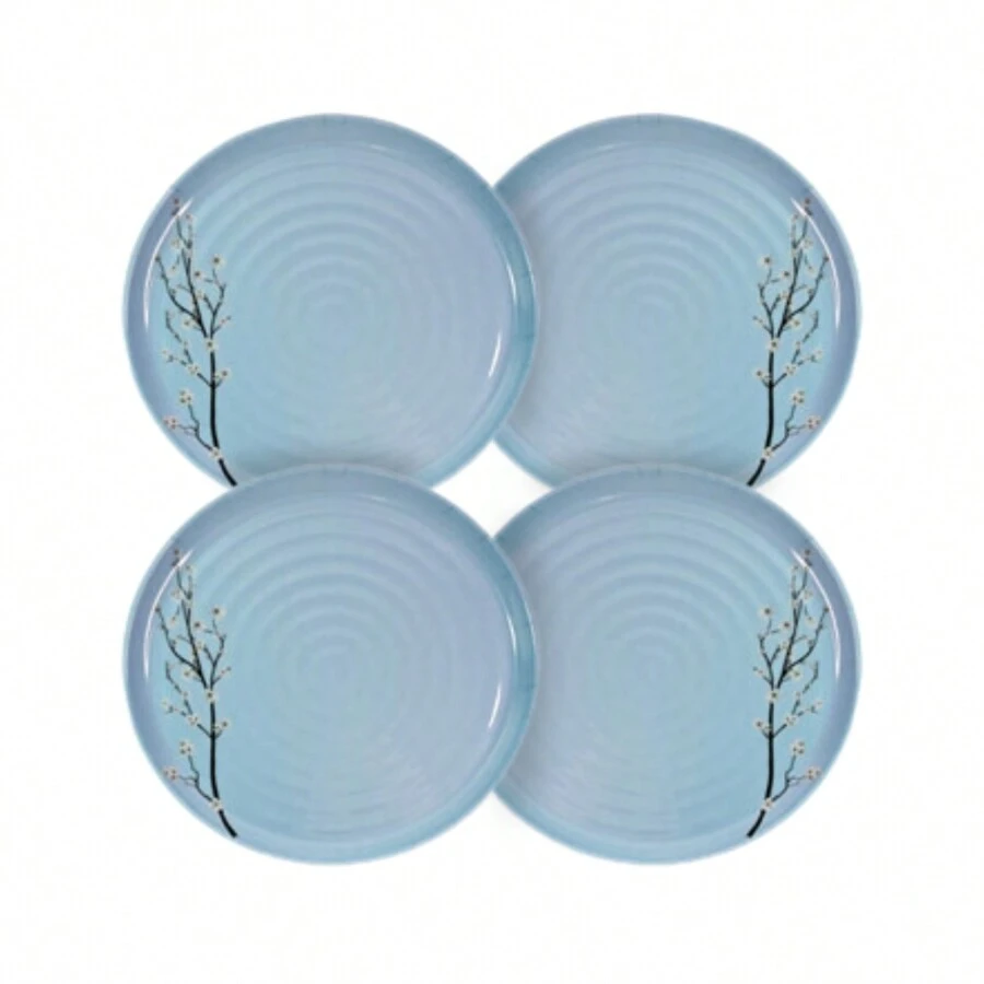Set Of 4 Sakura Blue Flat Plates 27cm Melamine – Meal Plate, Restaurant Plates, Plates, Creative Plates, Decorative And Resistant Plates - 淺藍色 - 查看 1
