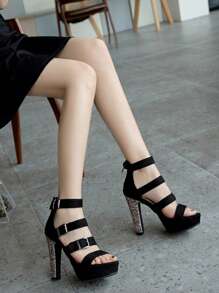 Sandales à talons aiguilles creuses sexy pour femmes, style français, plateforme imperméable à semelle épaisse, talons hauts à bout ouvert, printemps/été