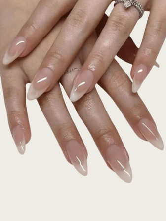 24pcs Minimalist French Ombre Removable Wearable Nail Stickers, Suitable For Dates, Parties, Festivals, Elegant & Chic Nail Art Decals