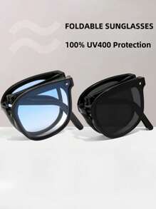 1pc Foldable Round Fashion Glasses For Women, Suitable For Daily Outfit, Photography, Shopping For Summer Beach Vacation,Outdoor,Travel