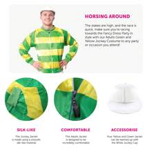 Men's Green And Yellow Jockey Costume Set – Horse Racing Fancy Dress Outfit – Sports Theme Party & Halloween Cosplay - Green And Yellow - View 2