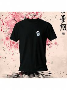 Camiseta Feminina Cute Panda Estampa Fofa Bolso Manga Curta Oncharme - Preto - Visão 2